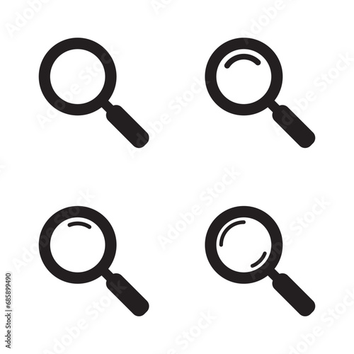 Magnifying glass icon, vector magnifier or loupe sign. Web search icon.