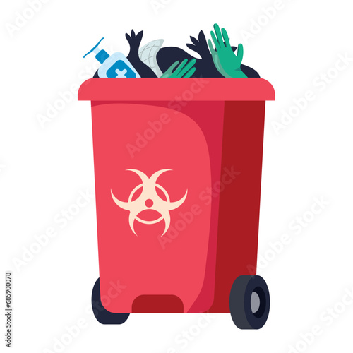 waste bin red toxic