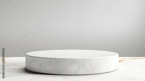 White marble round podium with minimalist background for display