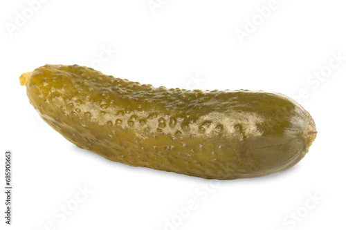 Tasty crunchy pickled cucumbers isolated on white