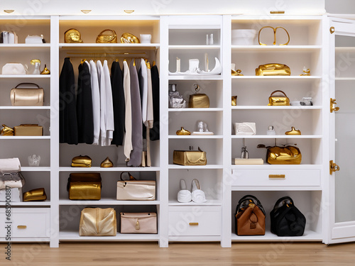 wardrobe with clothes