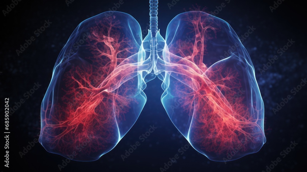 Human lung anatomy drawing