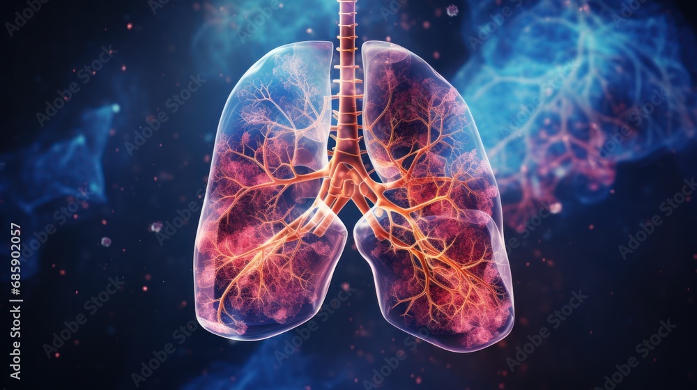 Human lung anatomy drawing - obrazy, fototapety, plakaty 
