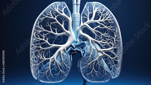 Human lung anatomy drawing