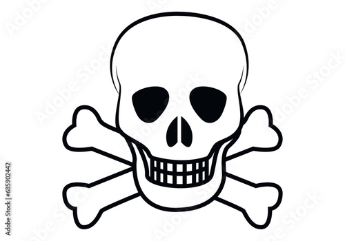 Icono de cráneo y huesos en fondo blanco.