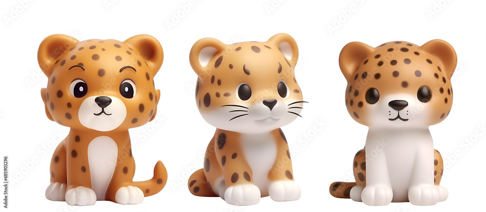 A Cute Leopard Set in the Style of Kids’ Plastic Bath Toys: 3D Rendering, Isolated on Transparent Background, PNG A Cute Leopard Set in the Style of Kids’ Plastic Bath Toys: 3D Rendering, Isolated on Transparent Background, PNG