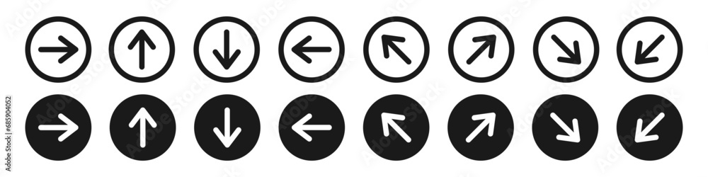 Arrows icons set. Up, down, left and right icon. Vector illustration Arrows icons set. Up, down, left and right icon. Vector illustration