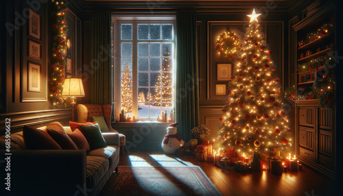 Cozy Room decorated for Christmas © Catalin