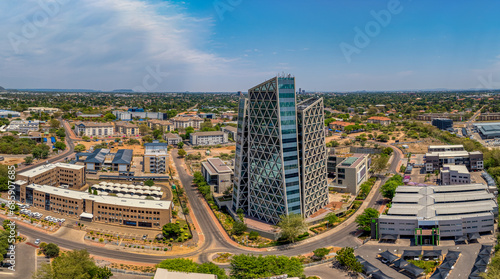 Gaborone aerial view panorama  cityscape of financial district downtown