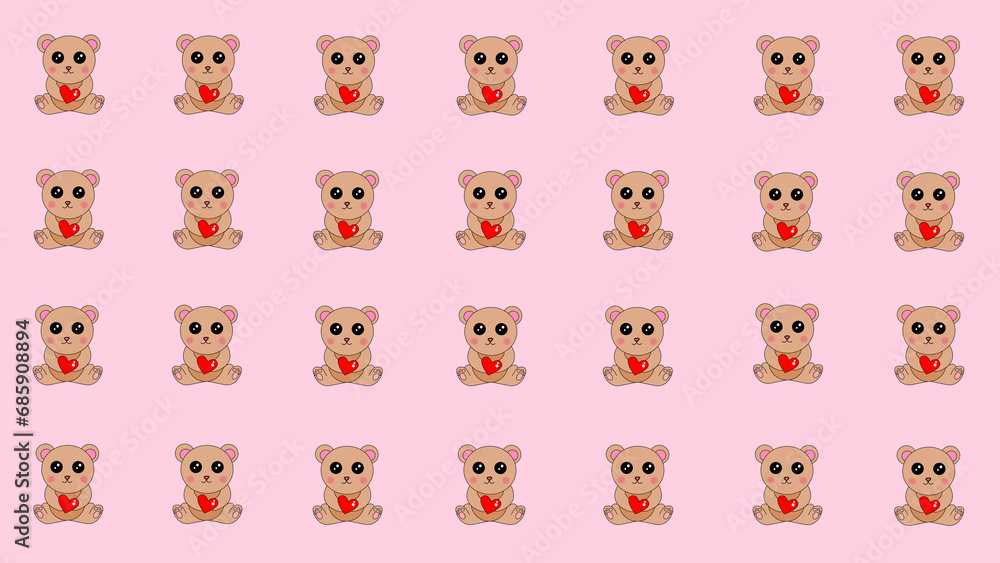 pattern with teddy bear and heart