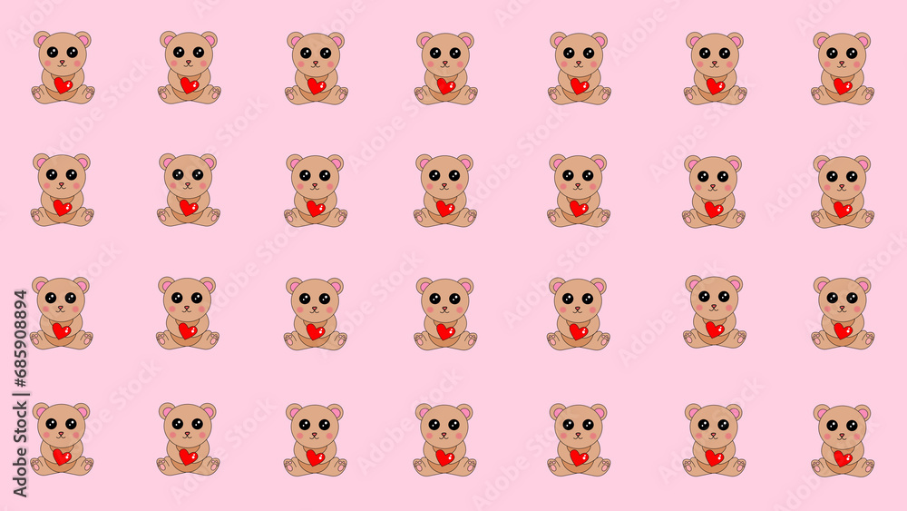 pattern with teddy bear and heart pattern with teddy bear and heart