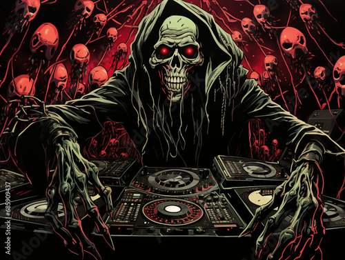 DJ at the Turntable, music, house, underground, necromicon