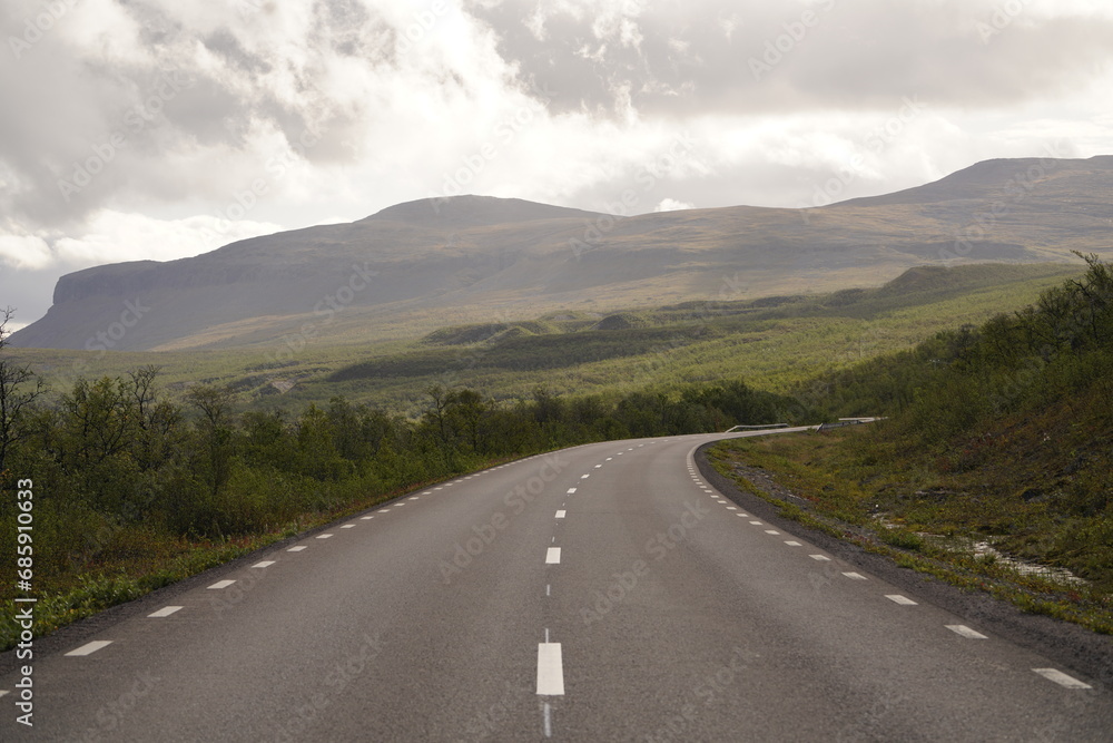 Naklejka premium lonely street landscape in sweden 