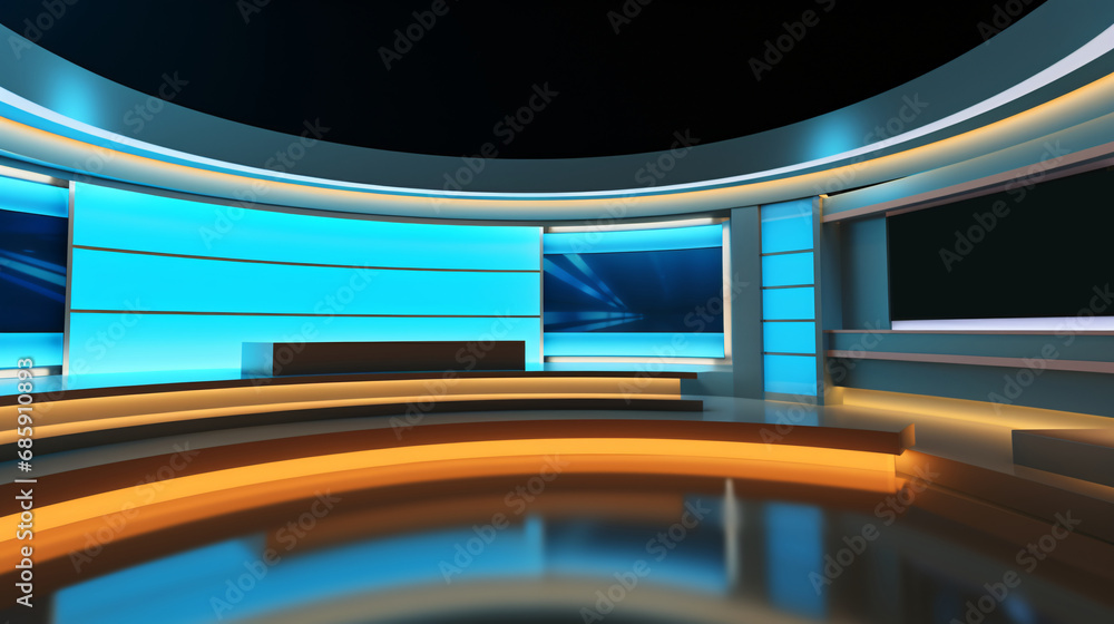 Tv Studio. Background for TV shows . News studio. The perfect backdrop for any green screen or