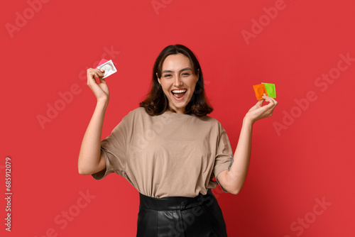 Happy young woman with cond...