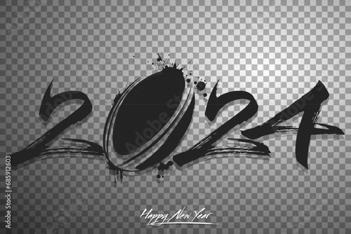 Happy New Year 2024 and rugby ball