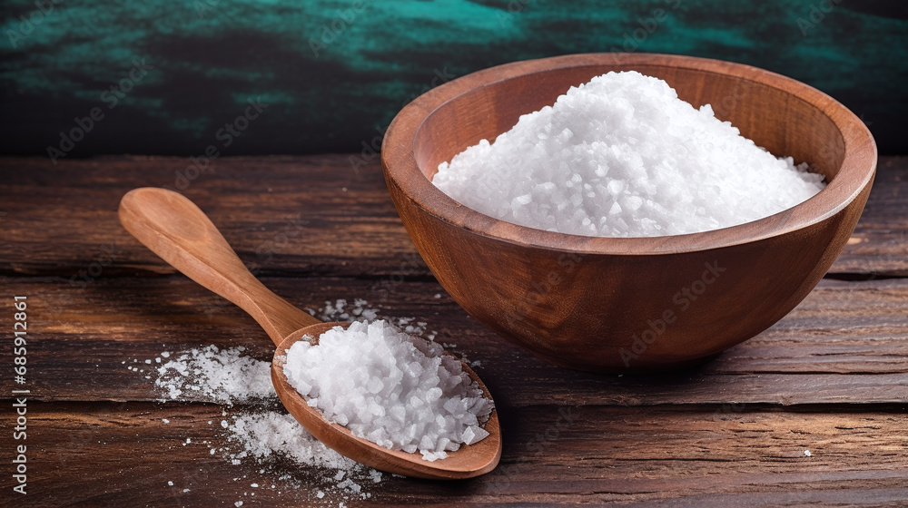 sea salt in a wooden spoon sea salt in a wooden spoon
