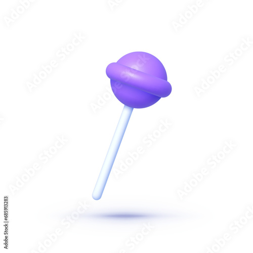 Sweet lollipop 3d on white background. Holiday, birthday. Isolated vector illustration