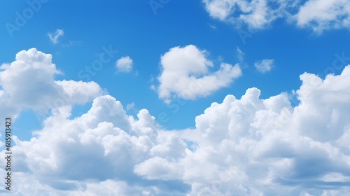White fluffy clouds against a blue sky