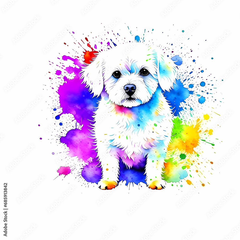Watercolor Bichon Frisé dog with white background Watercolor Bichon Frisé dog with white background