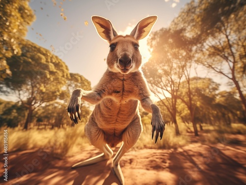 Hypperealistic hd animals. Kangaroo in wild nature. High quality photo. Generated Ai © iryna