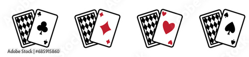 Playing card game icon heart diamond clover and spade symbol