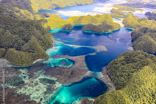 Aerial view of Palau Island taken from a small plane © Tony