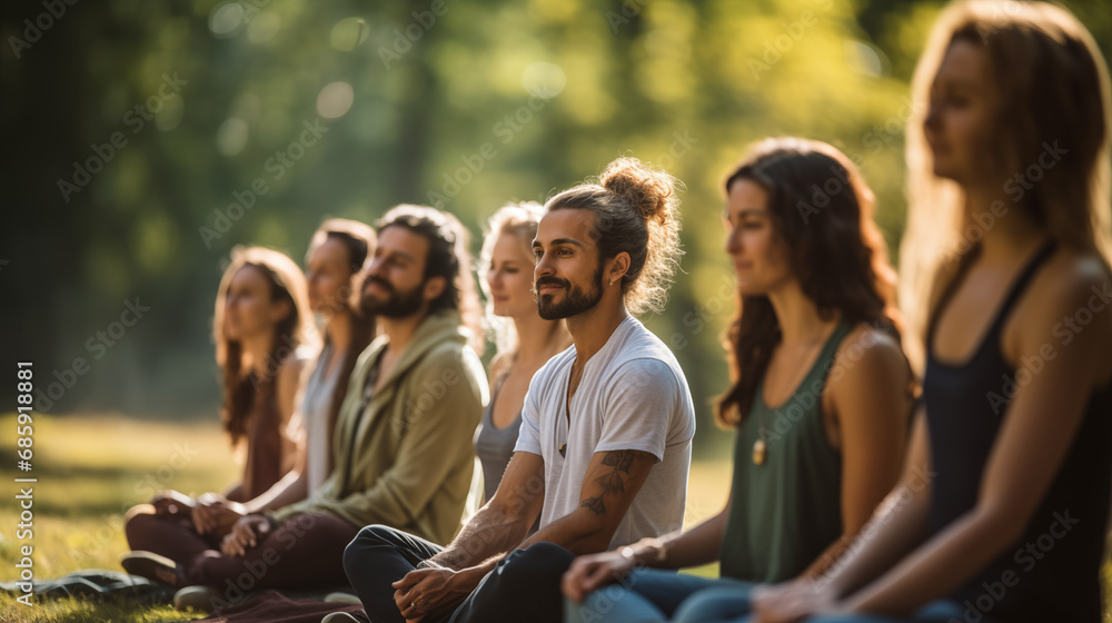 custom made wallpaper toronto digitalDiversity group of people have meditating moment in the park with good look weather, sitting on the grass