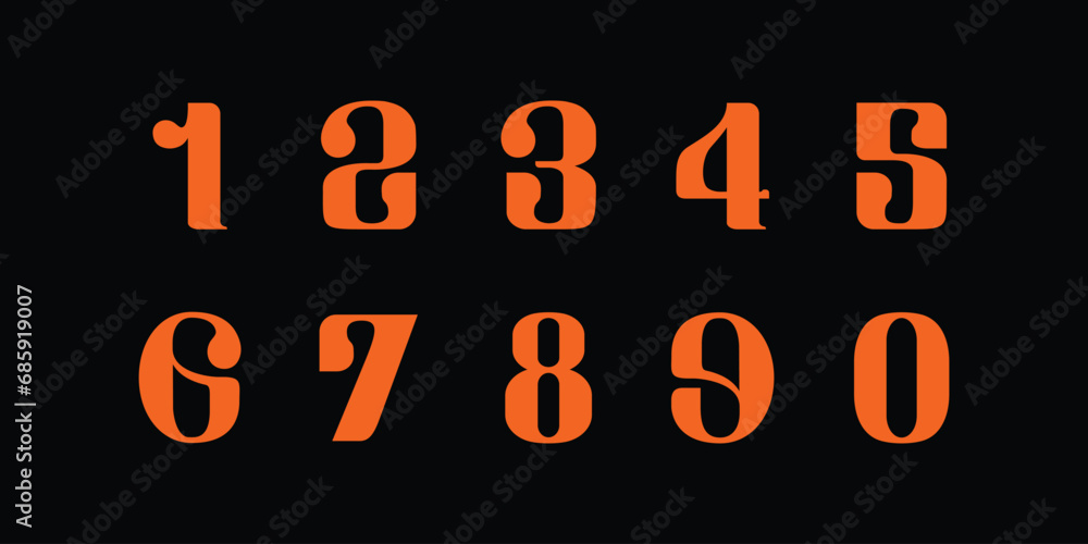 Number font. Font of numbers in classical style with contemporary geometric design. Beautiful elegant numerals. Vintage and old school retro typographic. Vector Illustration Number font. Font of numbers in classical style with contemporary geometric design. Beautiful elegant numerals. Vintage and old school retro typographic. Vector Illustration
