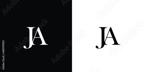 Abstract letter JA logo in black and white color