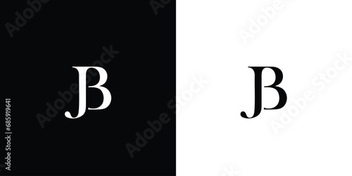 Abstract creative modern initial JB or BJ initial based letter icon logo in black and white color