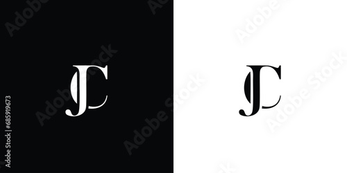 Abstract Creative Letter JC element logo Design in black and white color photo