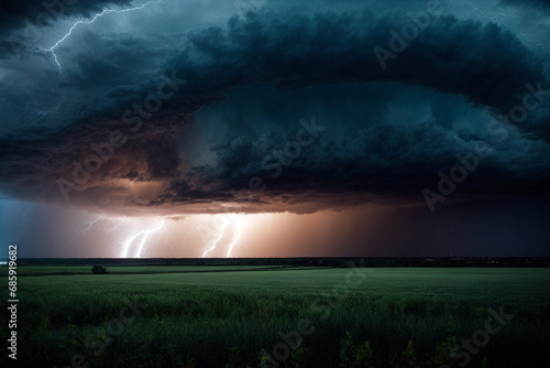 Huge thunderstorm hits at night