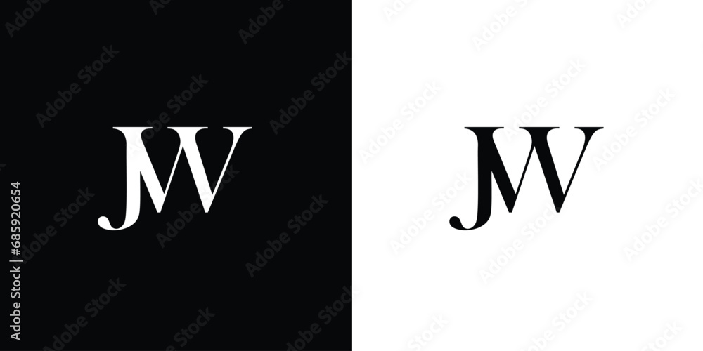 Abstract letter JW or WJ logo design vector in black and white color Abstract letter JW or WJ logo design vector in black and white color