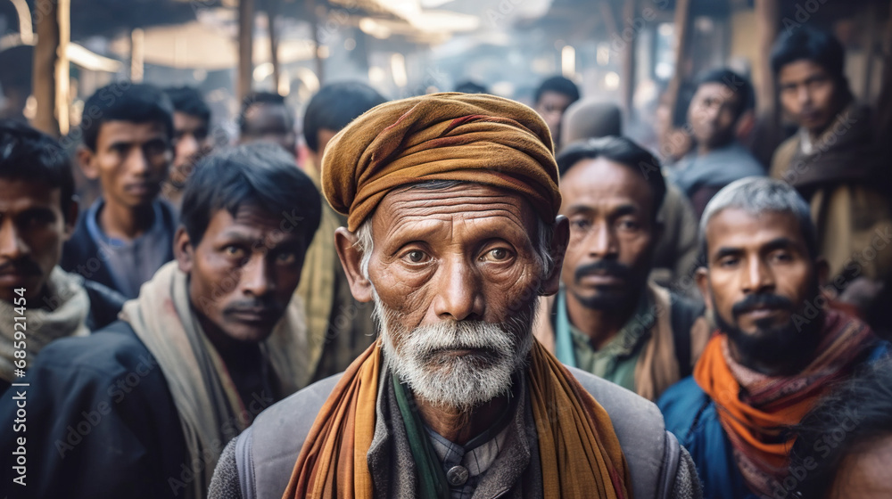 Portrait of a Group of Indian People Standing Proud on the Street. Concept of Diversity, Togetherness, and Cultural Harmony