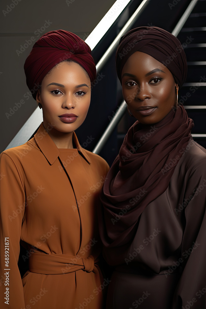 Celebrating Diversity: Two Beautiful Women Standing Side by Side, Embracing and Showcasing the Rich Tapestry of Beauty in a Display of Cultural and Ethnic Variance