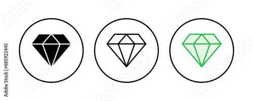 Diamond icon set. diamond gems vector icon.