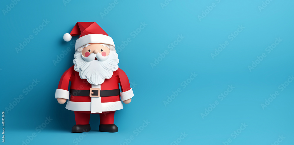 Santa Claus made of cardboard on a blue background - copyspace Santa Claus made of cardboard on a blue background - copyspace