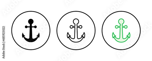 Anchor icon set. Anchor symbol logo. Anchor marine icon.