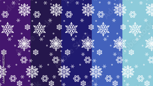雪の結晶のパターン背景、5色セット