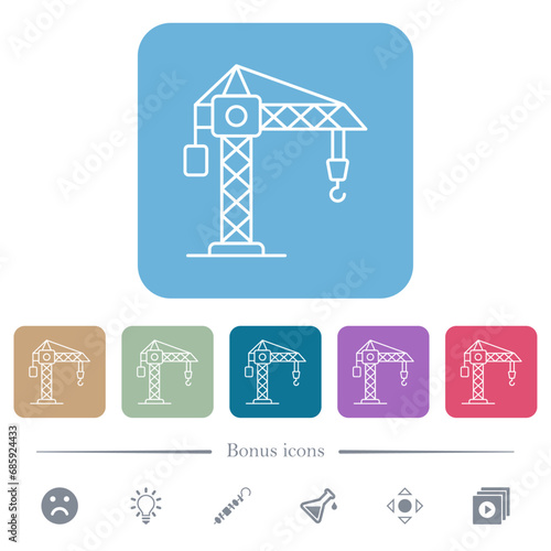 Construction crane flat icons on color rounded square backgrounds photo