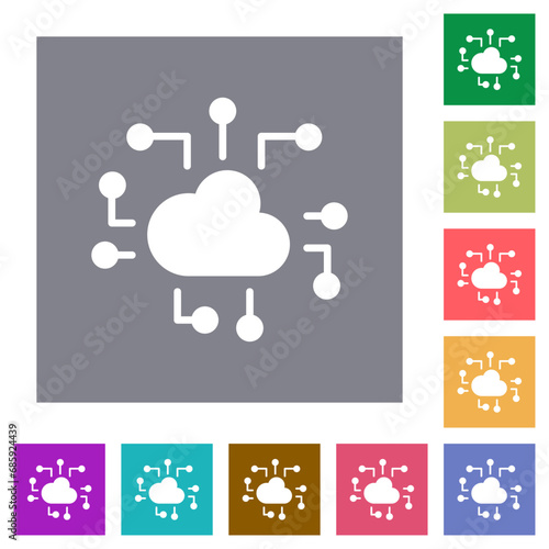 Cloud technology solid square flat icons photo