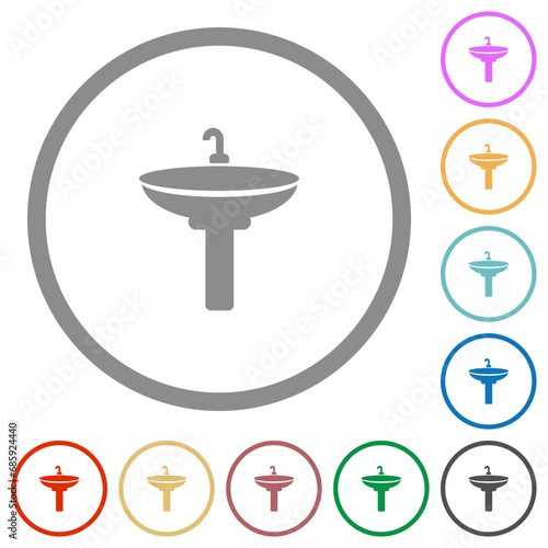 Sink flat icons with outlines