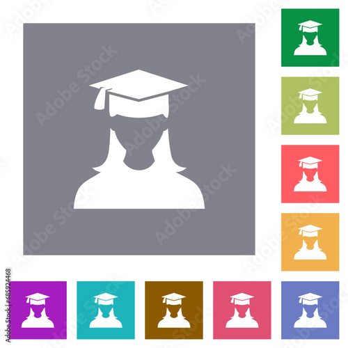 Graduate female avatar square flat icons photo