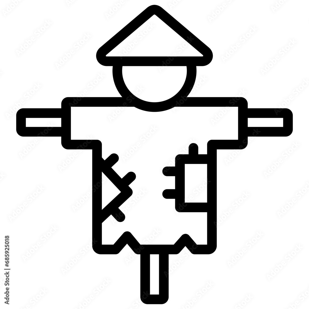 scarecrow icon illustration design with outline scarecrow icon illustration design with outline