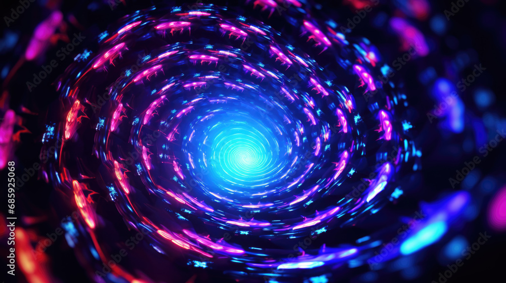 A mesmerizing, hypnotic spiral pattern with neon lights A mesmerizing, hypnotic spiral pattern with neon lights