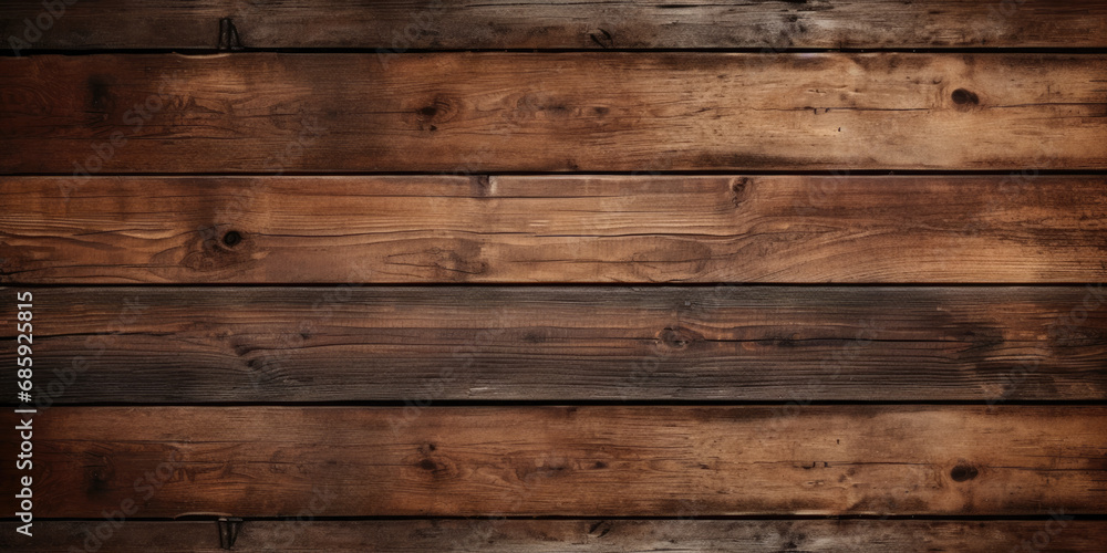 Fototapeta premium A grunge-style, rustic brown wooden timber texture, ideal for wall, floor, or table backgrounds.