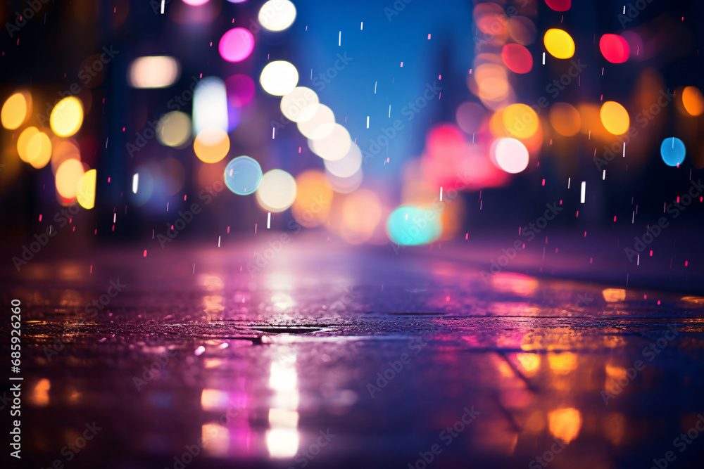 Neon lights flashing scene in night market, night street abstract bokeh background Neon lights flashing scene in night market, night street abstract bokeh background