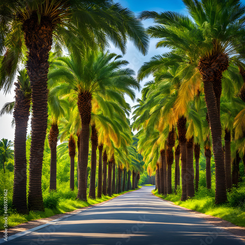 palm trees in the street