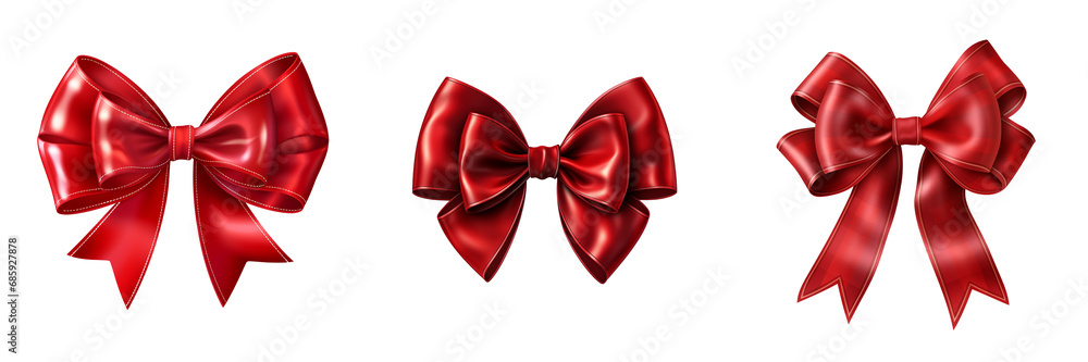 Red gift bow and ribbon on a transparent background. Red gift bow and ribbon on a transparent background.